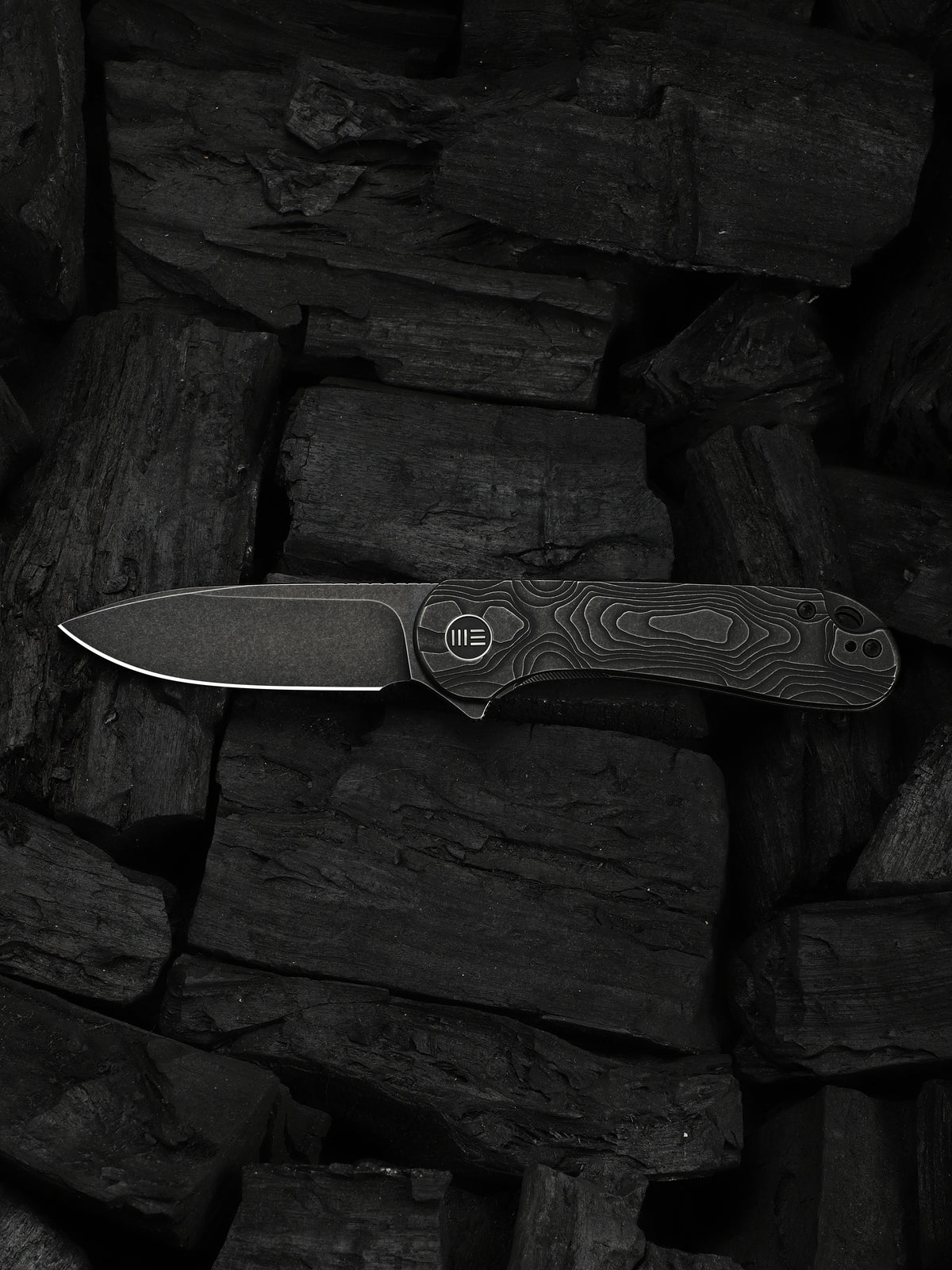 WE Elementum folding knife with black titanium handle, view 8