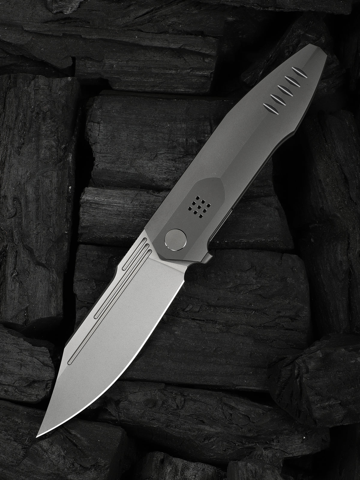 WE Knife Co Flight Line limited edition folding knife with dark gray titanium handle