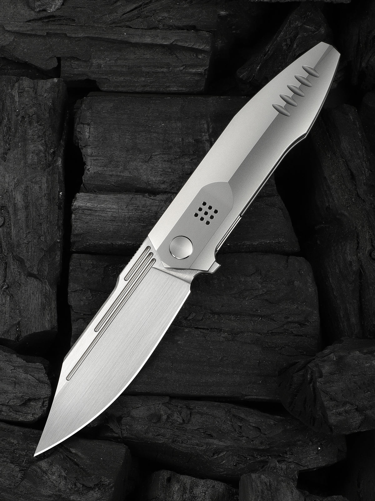 WE Knife Co Flight Line limited edition folding knife with bead-blasted titanium handle