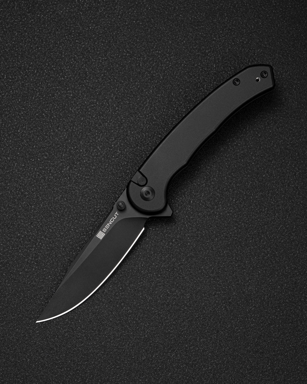 SENCUT Ingot folding knife with black aluminum handle and D2 blade