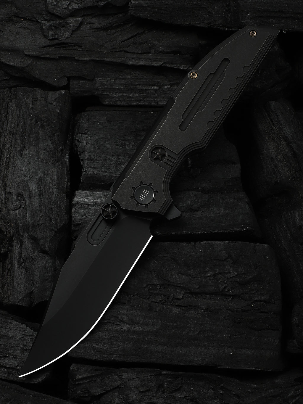 WE Knife Co Muster folding knife with black titanium handle