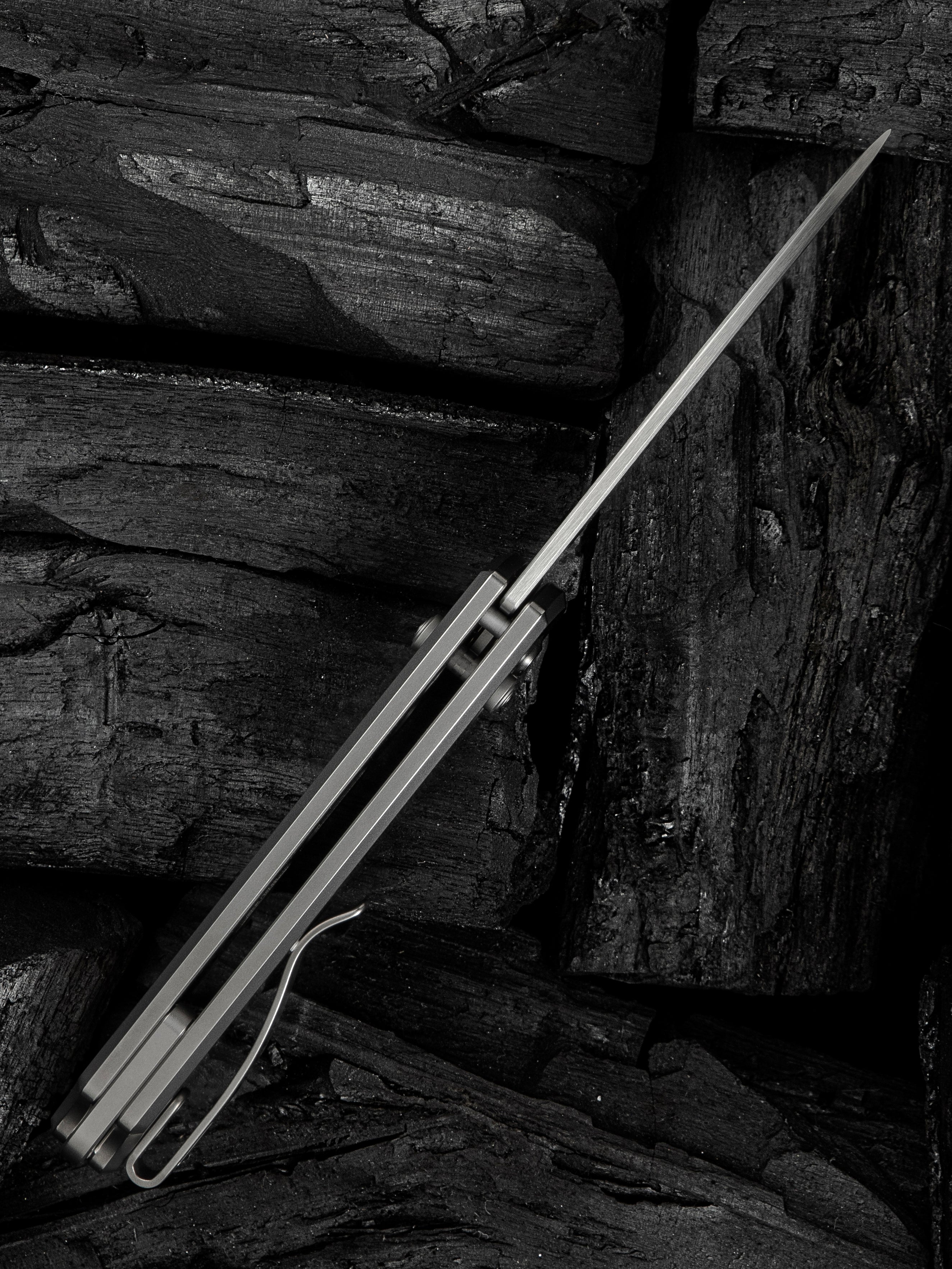 WE Nightblade — Polished Bead Blasted Titanium