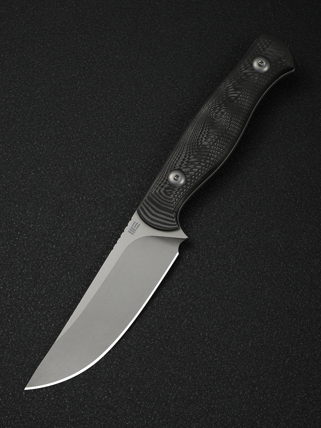 WE Knife Co Notchline fixed blade hunting knife with milled rose carbon fiber handle