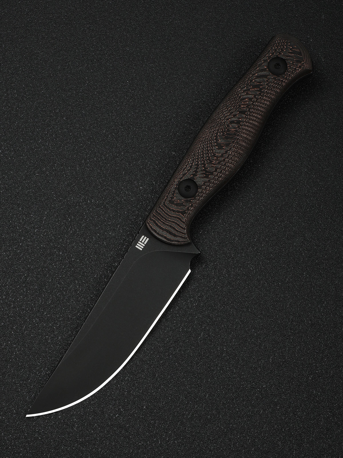 WE Notchline fixed blade knife with milled copper foil carbon fibre handle, view 9
