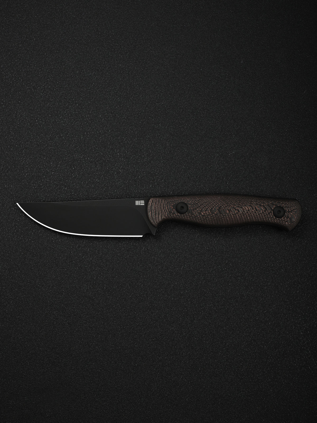 WE Notchline fixed blade knife with milled copper foil carbon fibre handle, view 10