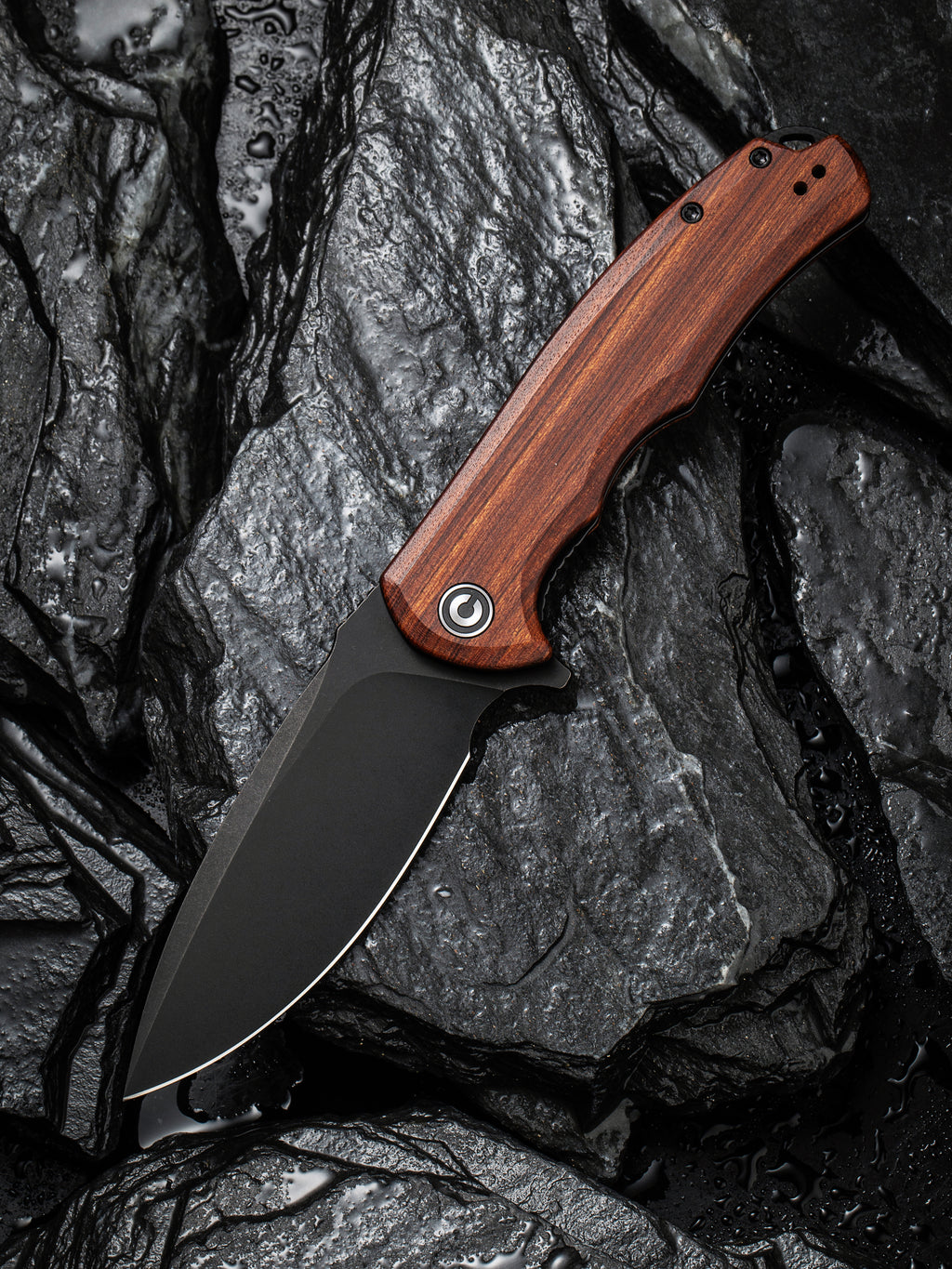 CIVIVI Praxis folding knife with Guibourtia wood handle