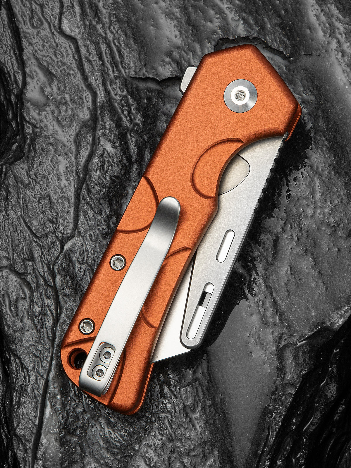 CIVIVI Pulsara utility knife with orange aluminium handle, view 3