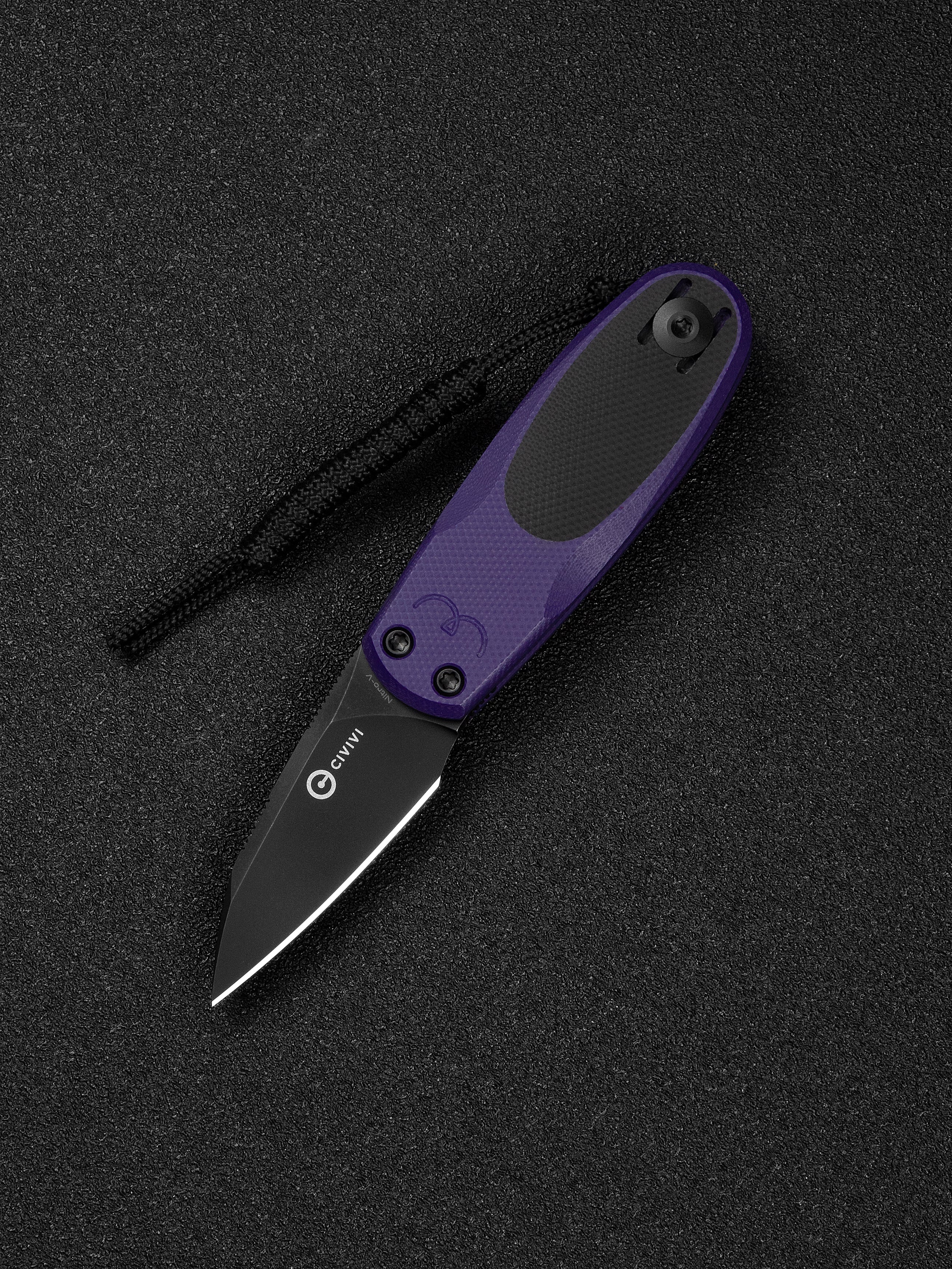 CIVIVI Purr miniature slip joint knife with purple and black G10 handle