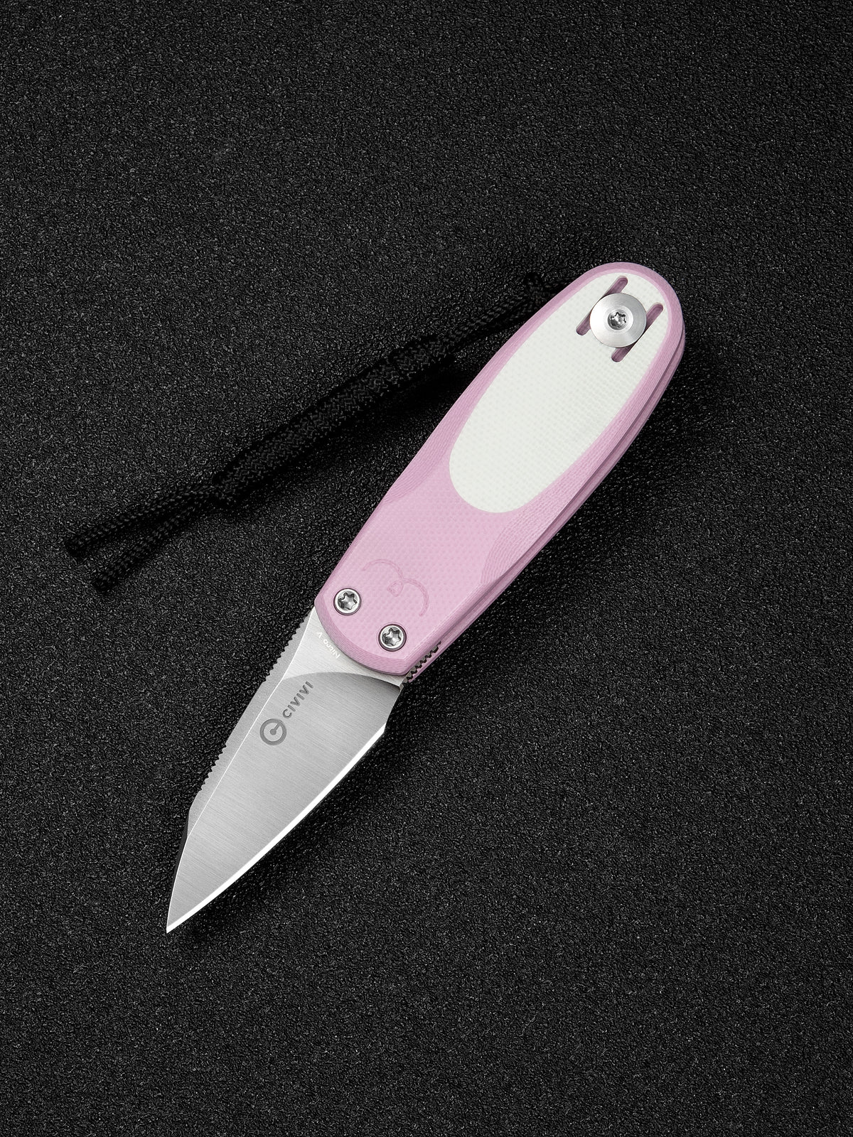 CIVIVI Purr miniature slip joint knife with powder pink and white G10 handle