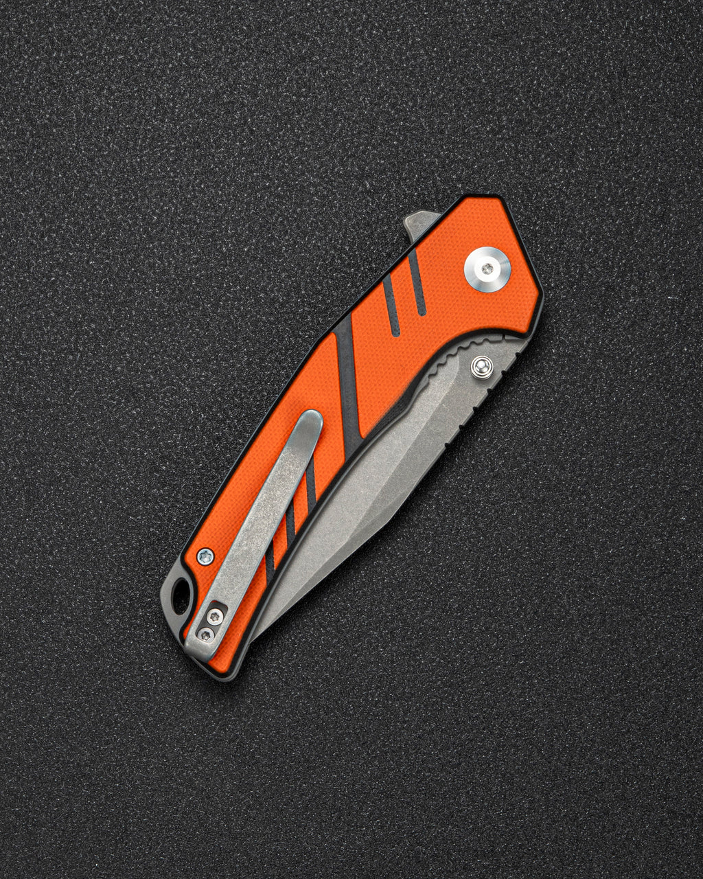 SENCUT Quirk folding knife with orange and black G10 handle, view 5