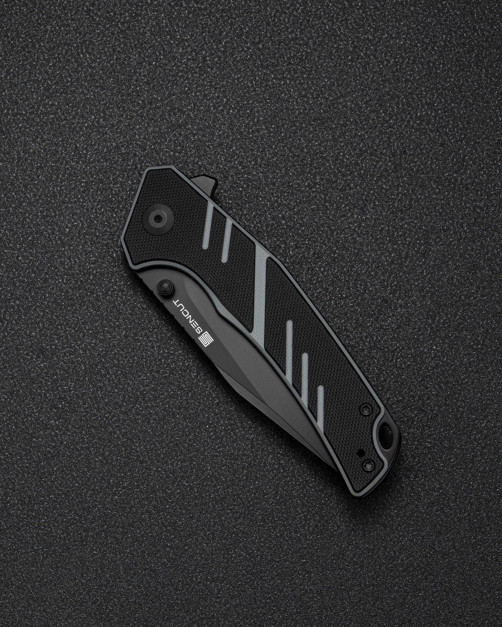 SENCUT Quirk folding knife with black and gray G10 handle, view 4