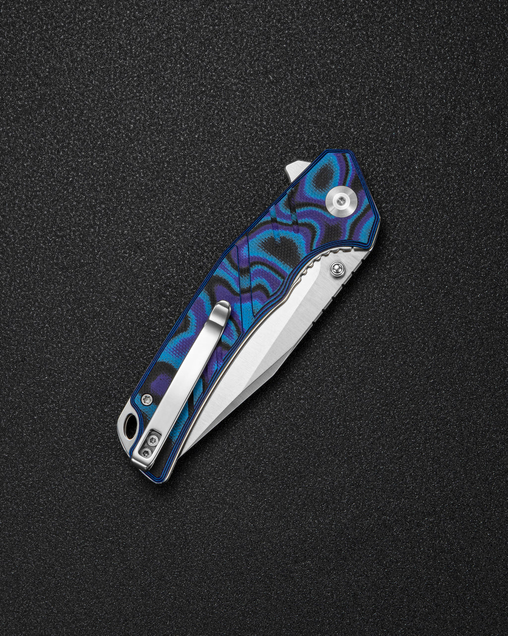 SENCUT Quirk folding knife with blue, purple and black G10 handle, view 5