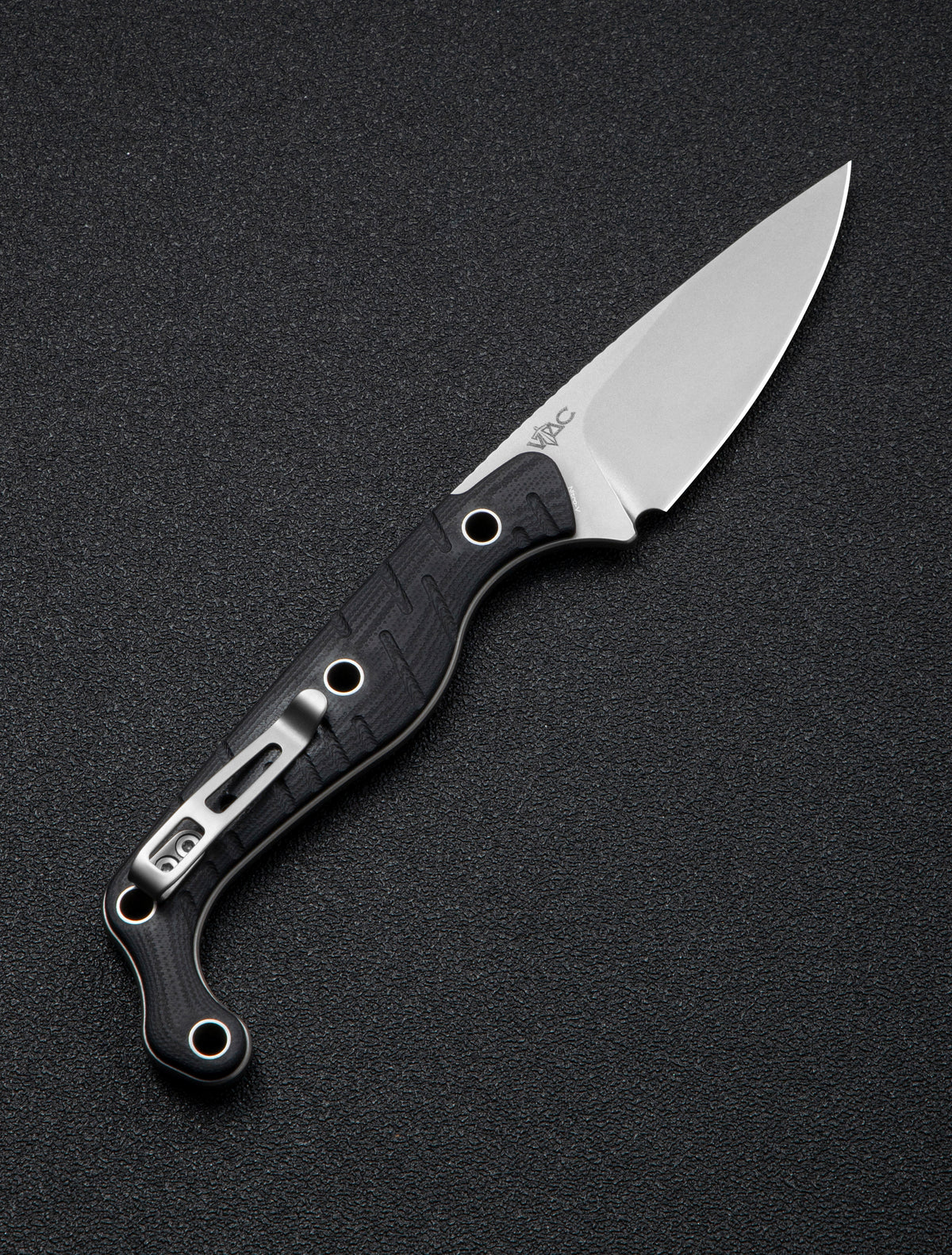 CIVIVI SŌKN fixed blade knife with black G10 handle and stonewashed blade, view 4