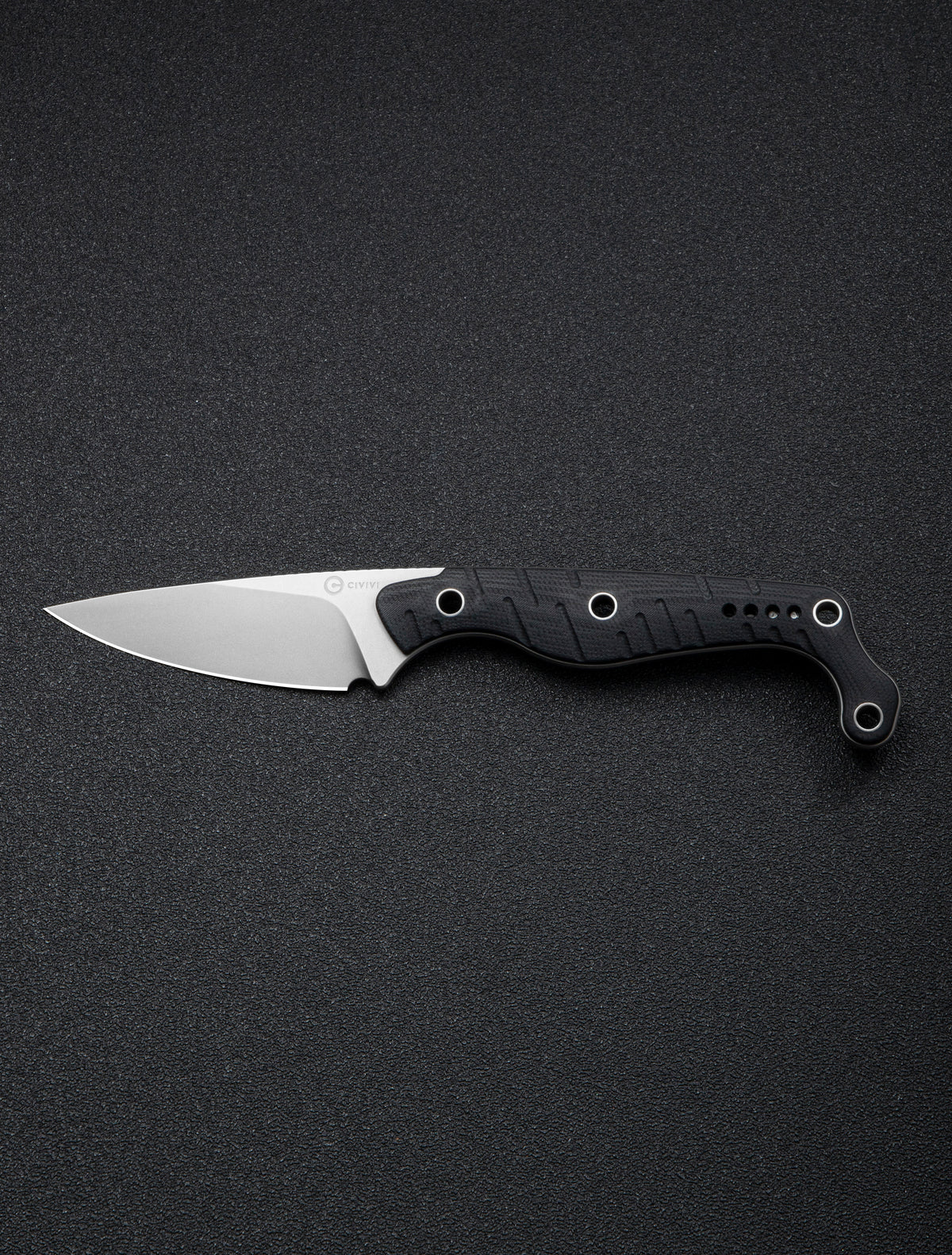 CIVIVI SŌKN fixed blade knife with black G10 handle and stonewashed blade, view 5