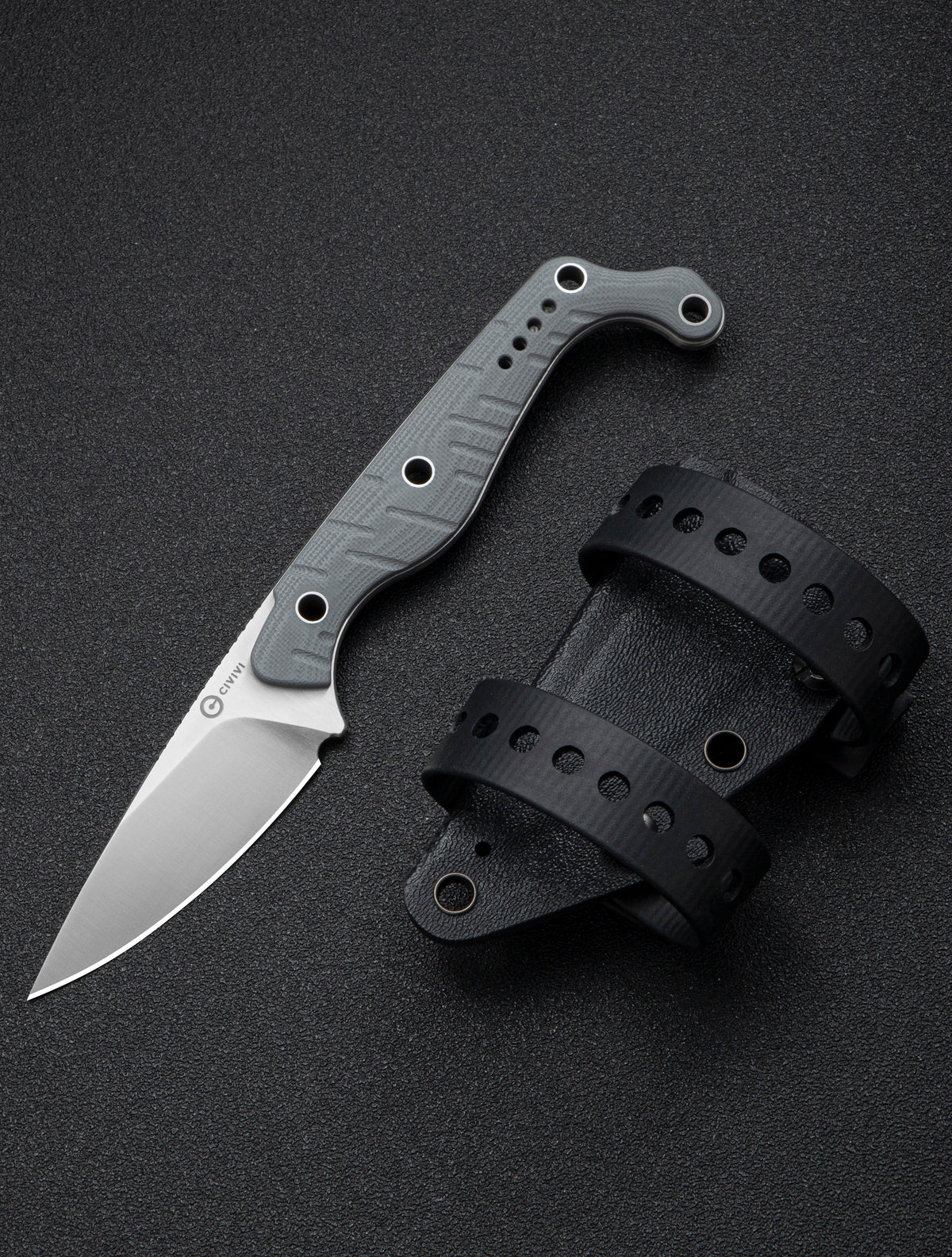 CIVIVI SŌKN fixed blade knife with gray G10 handle and satin blade
