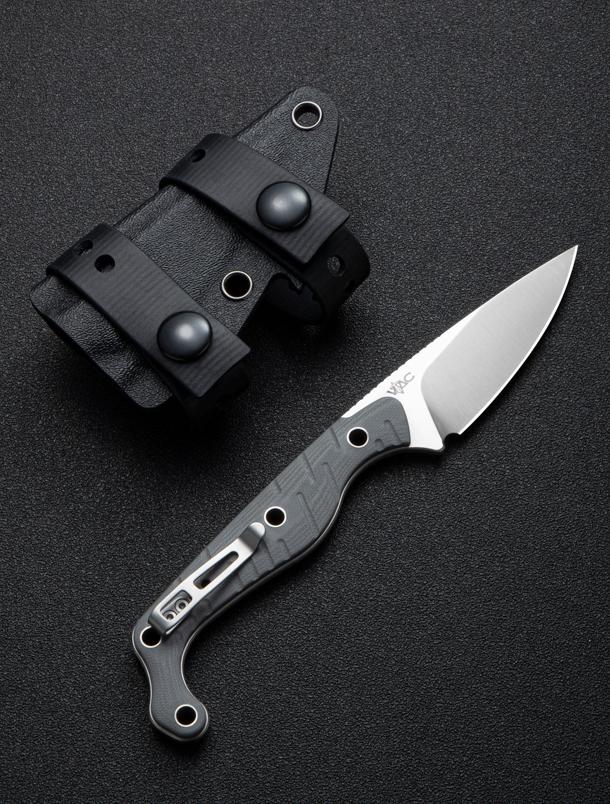 CIVIVI SŌKN fixed blade knife with gray G10 handle and satin blade, view 2