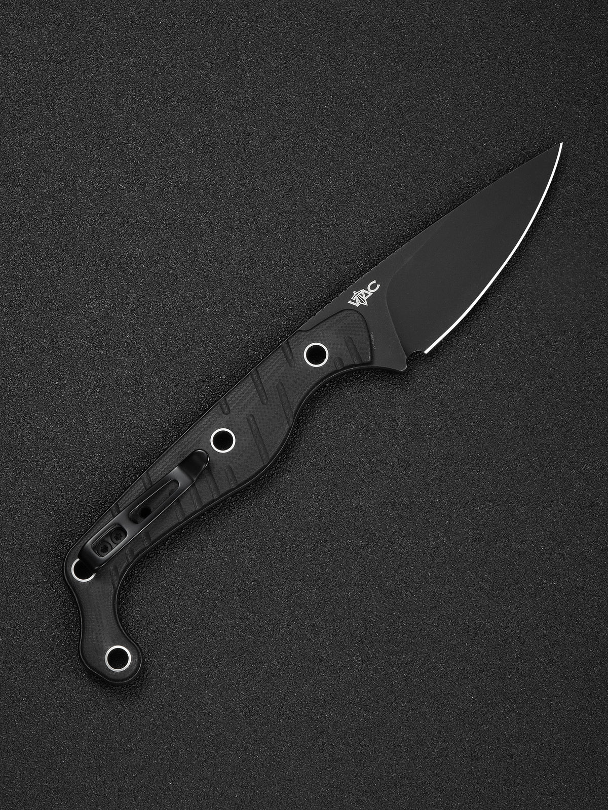 CIVIVI SŌKN fixed blade knife with black G10 handle and black stonewashed blade, view 4