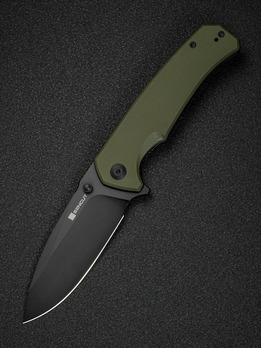 SENCUT Skarnax folding knife with OD green G10 handle