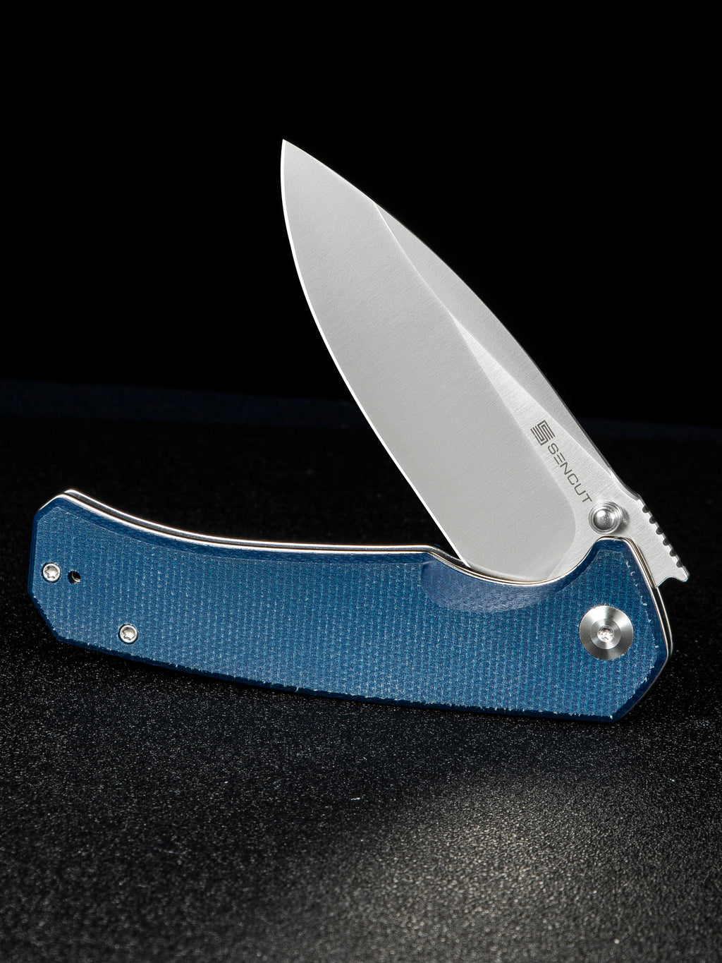 SENCUT Skarnax — Blue Canvas Micarta