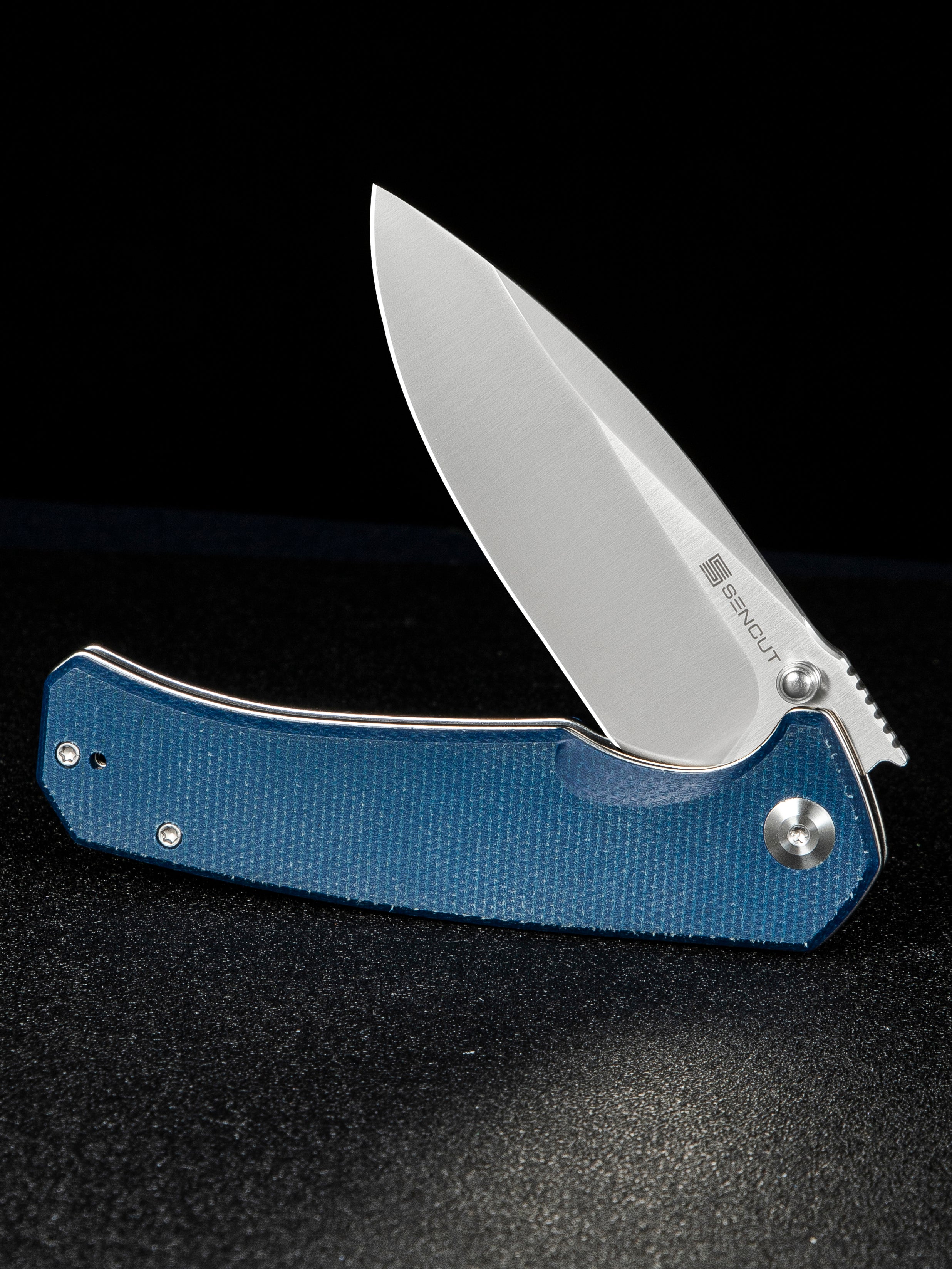 SENCUT Skarnax — Blue Canvas Micarta