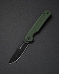 SENCUT Stria folding knife with milled green canvas Micarta handle and D2 blade