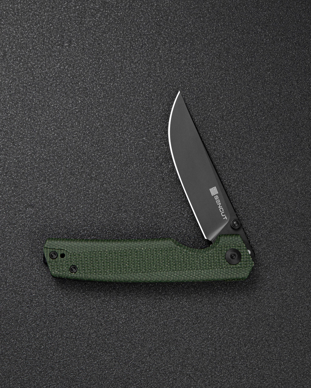 SENCUT Stria — Milled Green Canvas Micarta