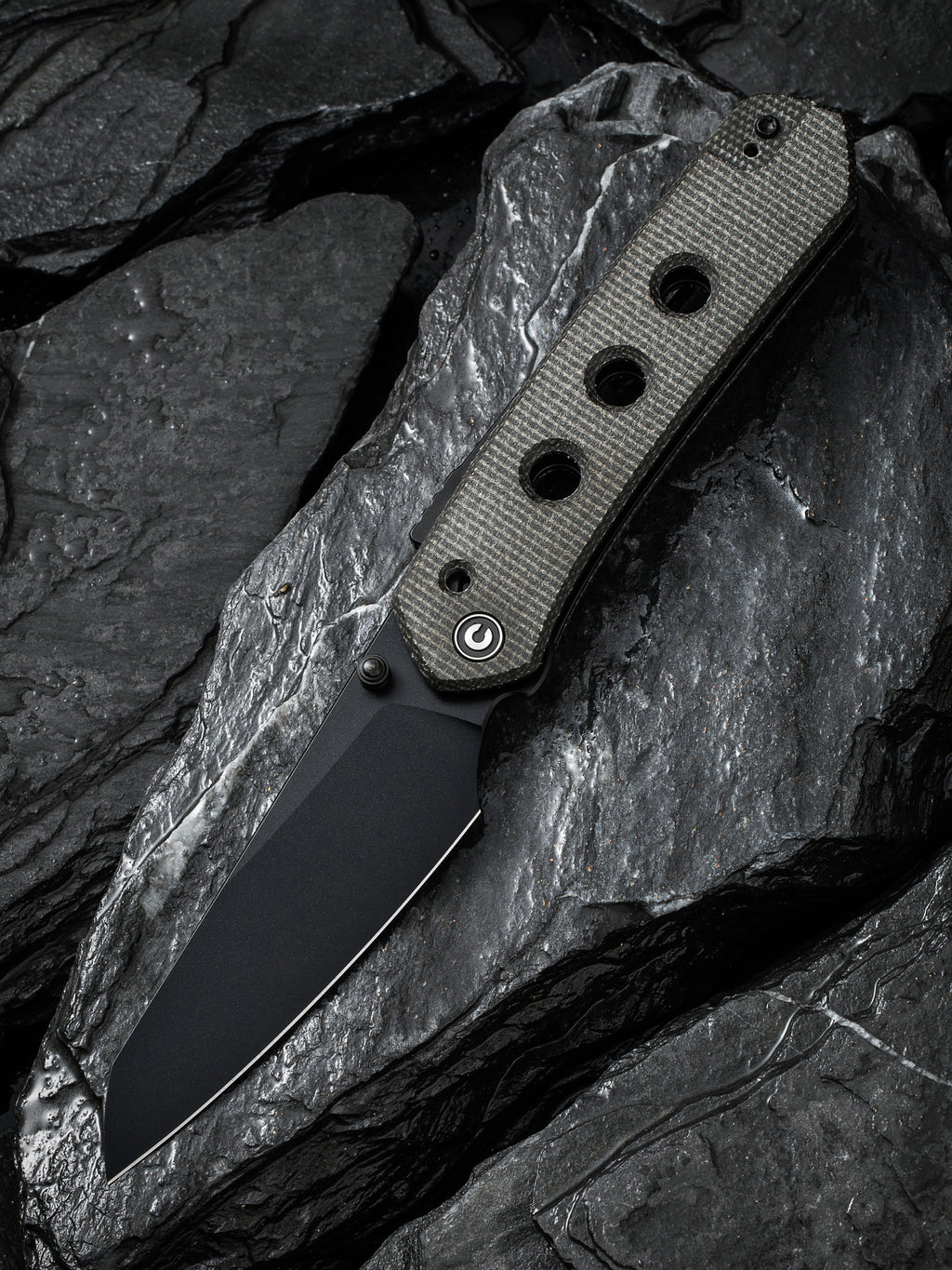 CIVIVI Vision FG folding knife with dark green canvas Micarta handle