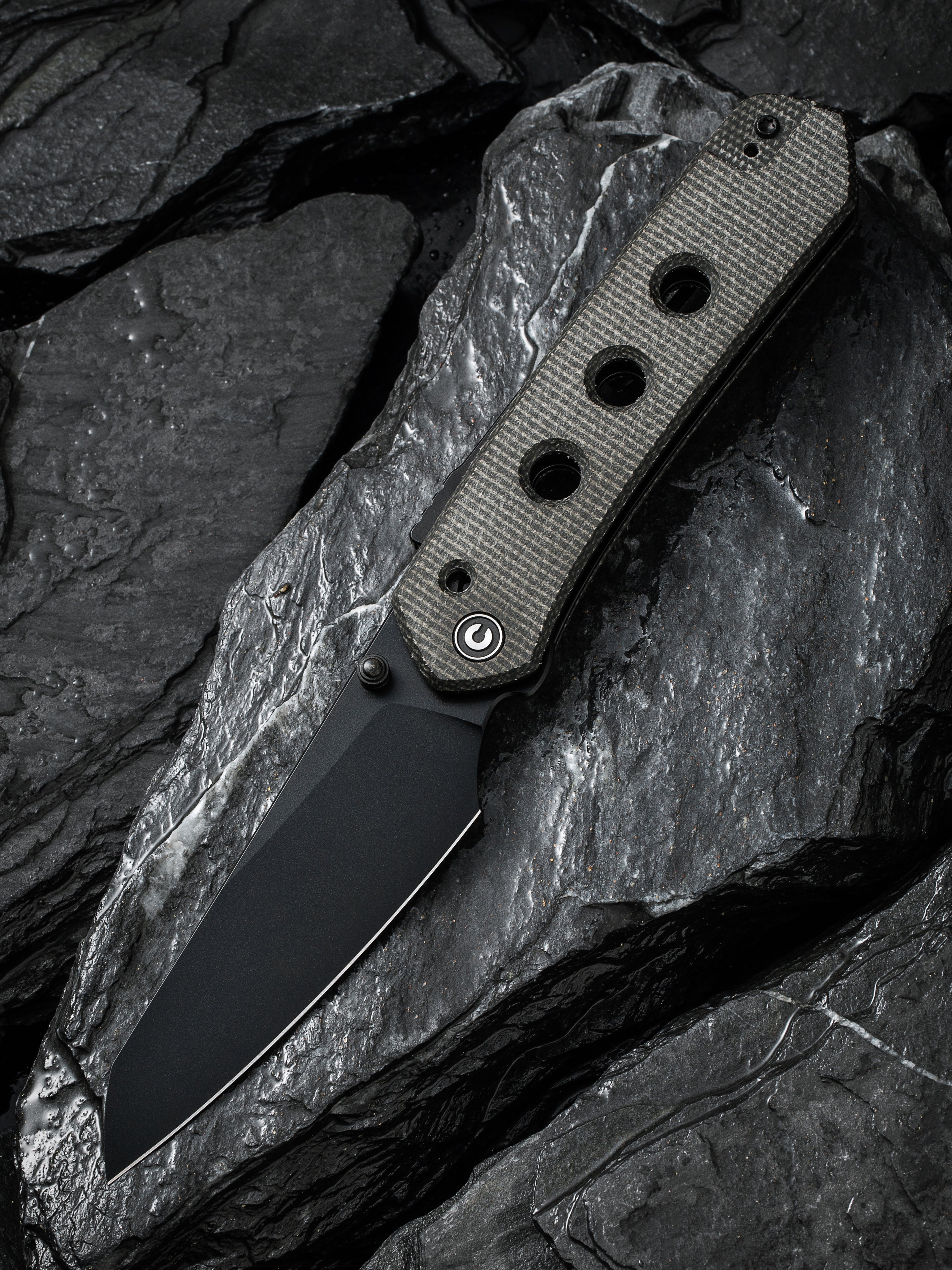 CIVIVI Vision FG folding knife with dark green canvas Micarta handle