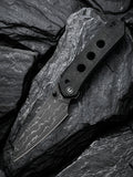 CIVIVI Vision FG folding knife with black canvas Micarta handle and Damascus blade