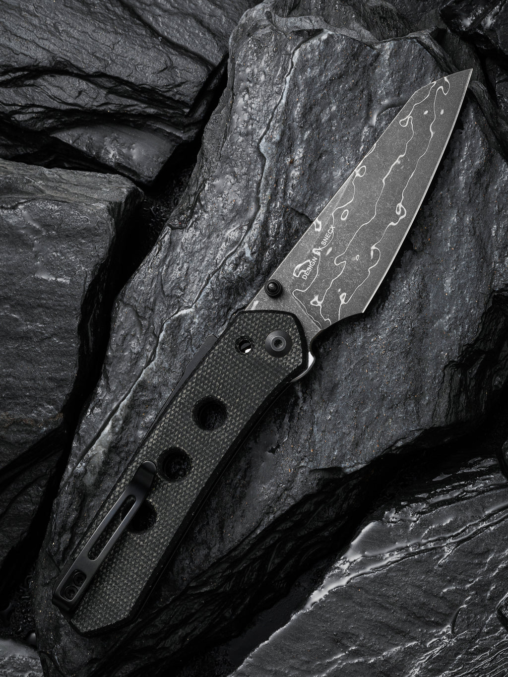 CIVIVI Vision FG — Black Canvas Micarta Damascus