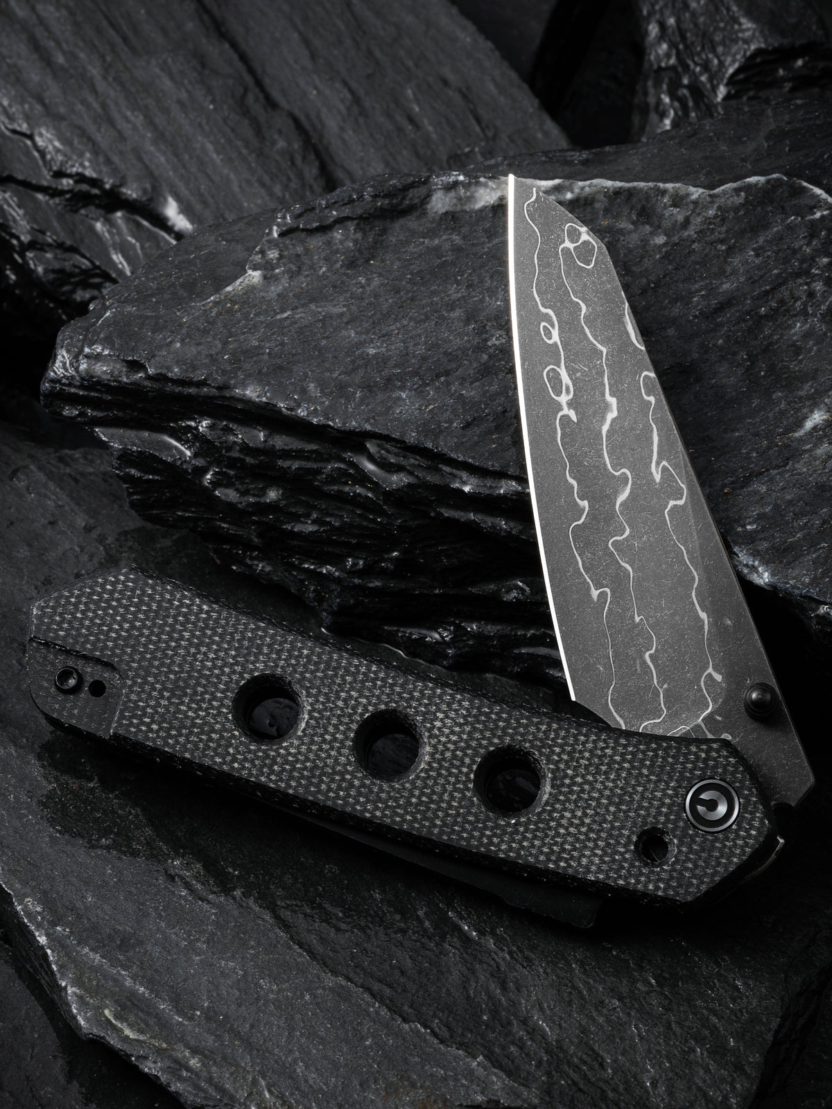 CIVIVI Vision FG — Black Canvas Micarta Damascus