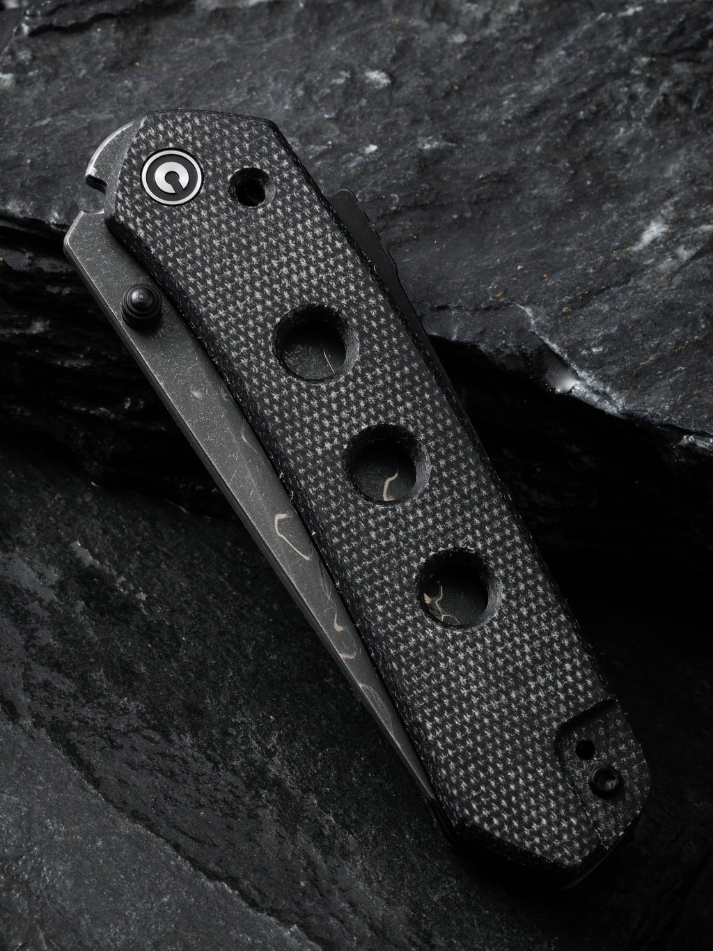 CIVIVI Vision FG — Black Canvas Micarta Damascus