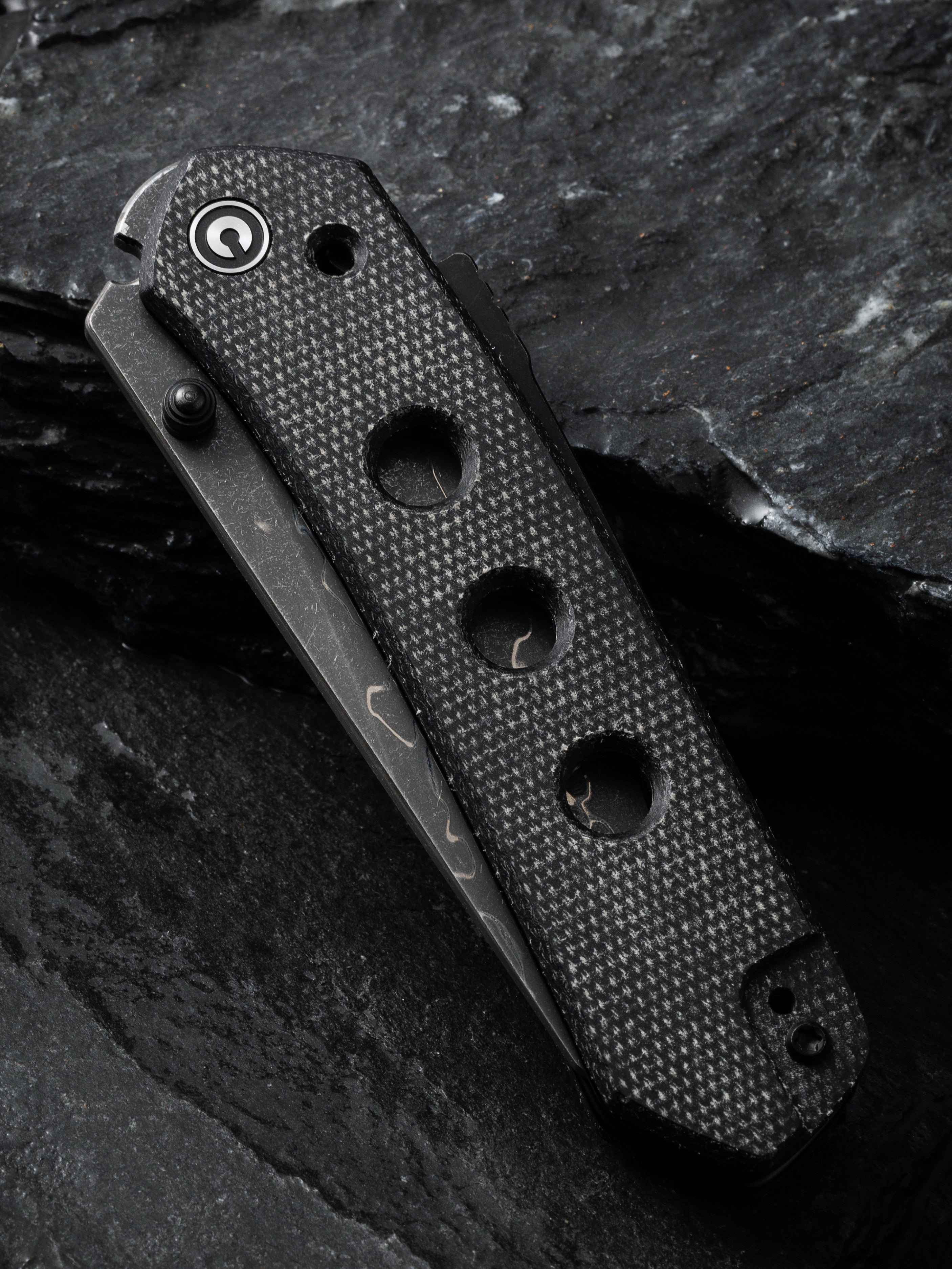 CIVIVI Vision FG — Black Canvas Micarta Damascus