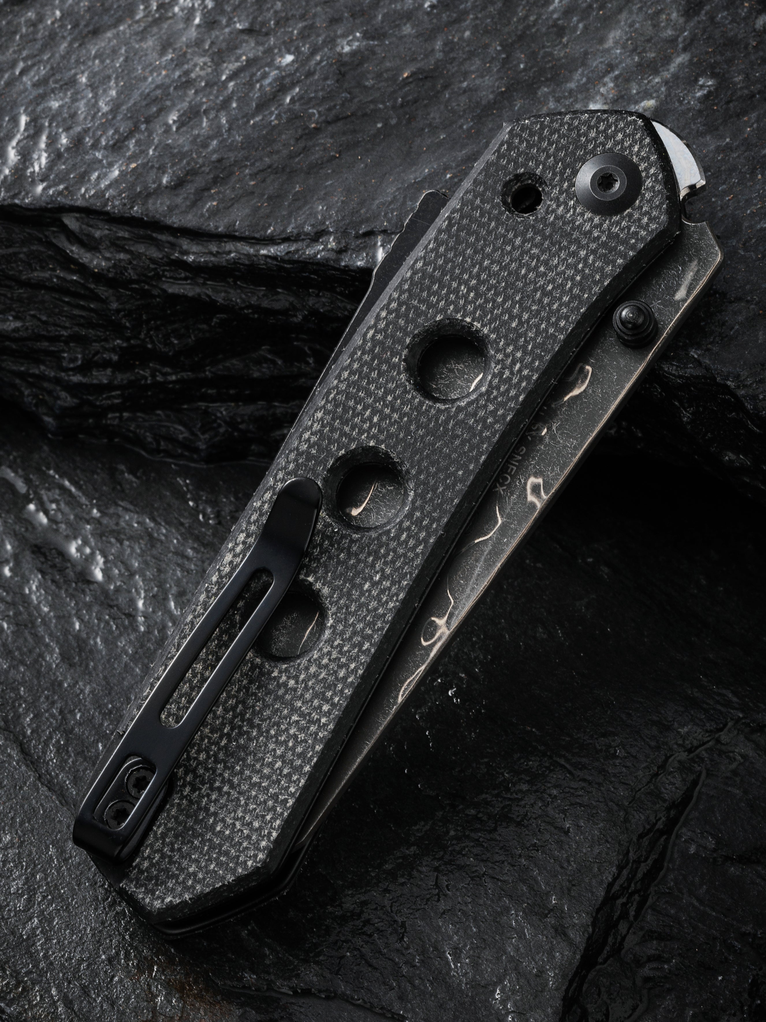 CIVIVI Vision FG — Black Canvas Micarta Damascus