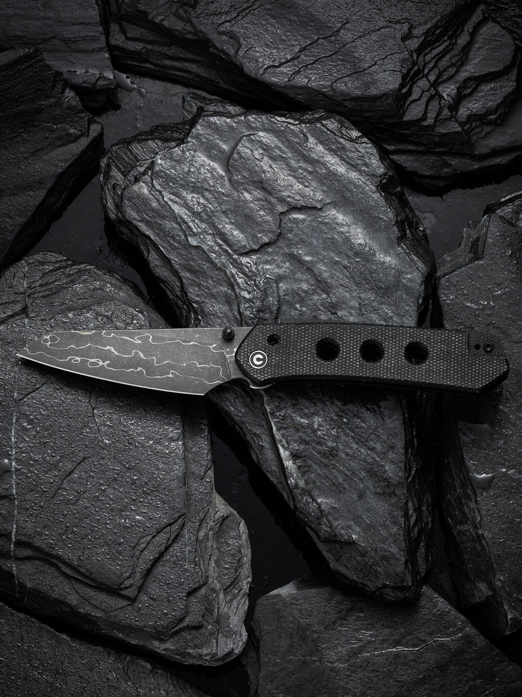 CIVIVI Vision FG — Black Canvas Micarta Damascus