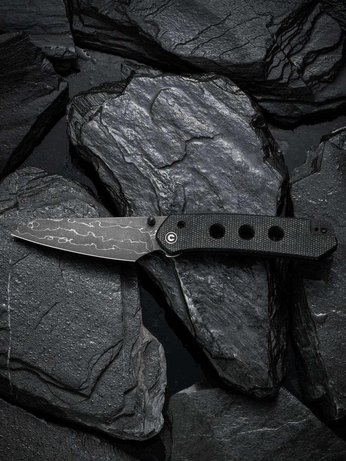 CIVIVI Vision FG — Black Canvas Micarta Damascus