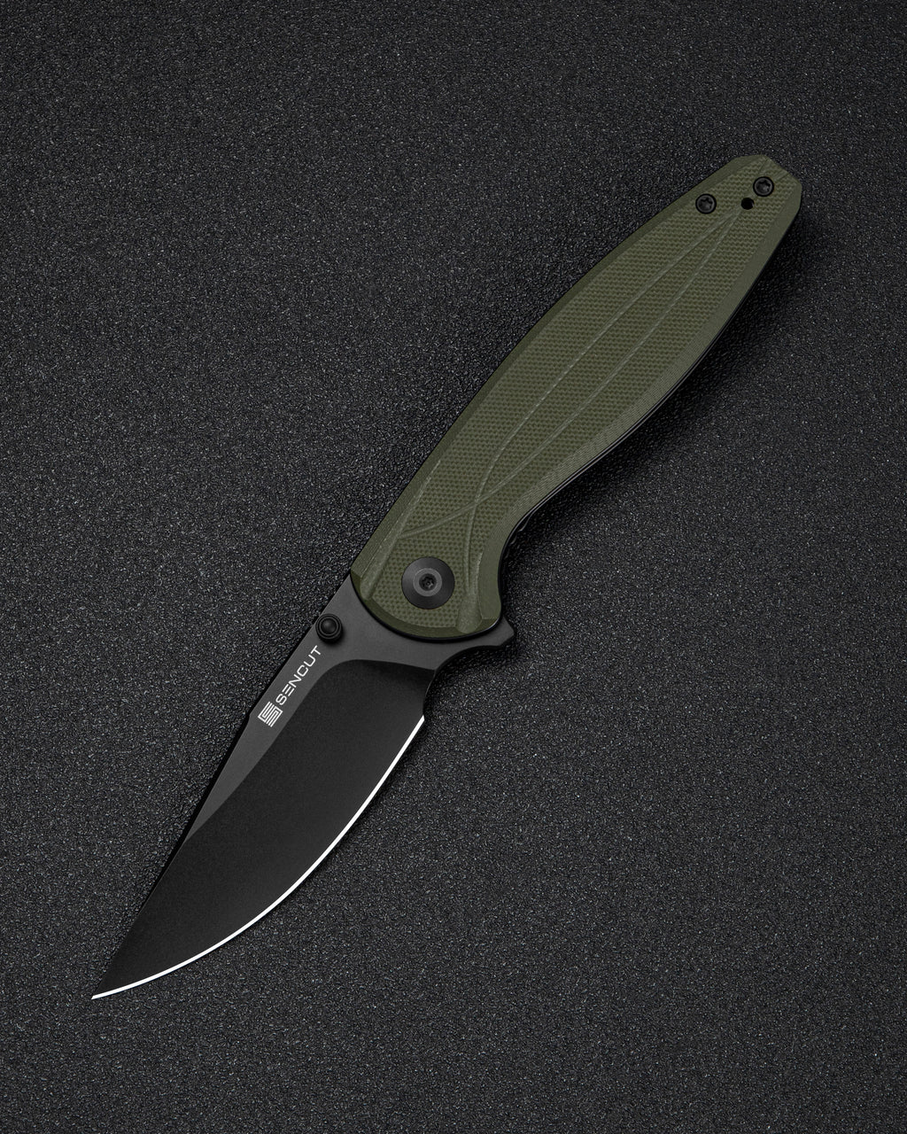 SENCUT Vyrce folding knife with OD green G10 handle and D2 blade