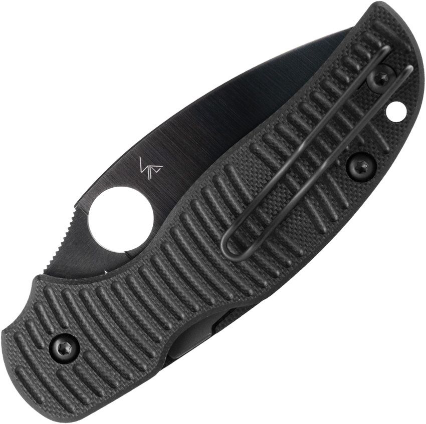 Spyderco Sage 5 Salt closed showing ribbed black G-10 and wire clip