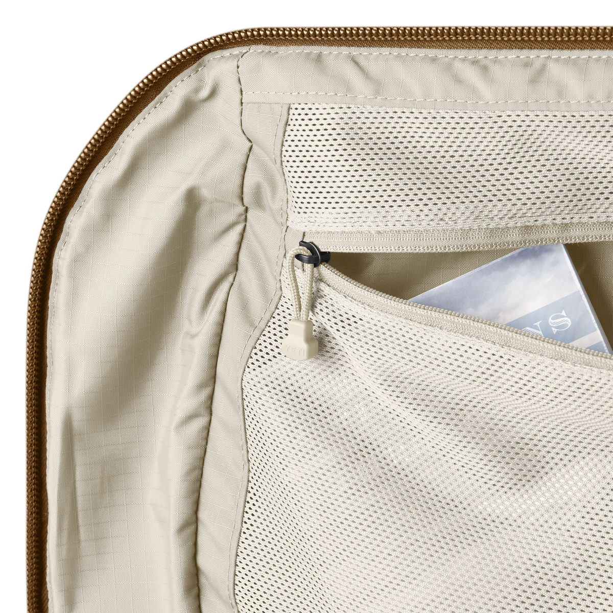 YETI Crossroads 40L Duffel in Alpine Brown, interior with dividers