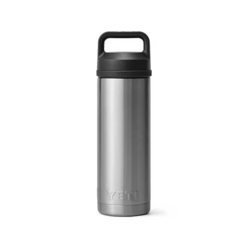 YETI Rambler 18oz Bottle with Chug Cap in Stainless Steel, rear view
