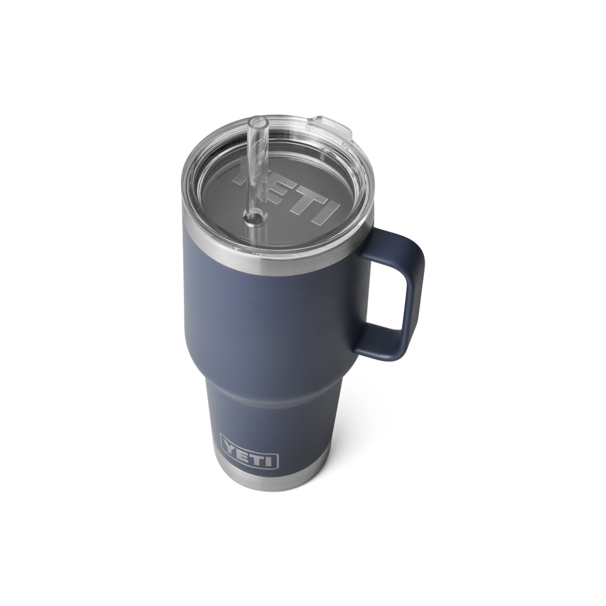 YETI Rambler 35oz Straw Mug in Navy, three-quarter view