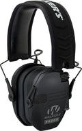 Walker's Razor Slim Electronic Ear Muffs in black showing microphone grille