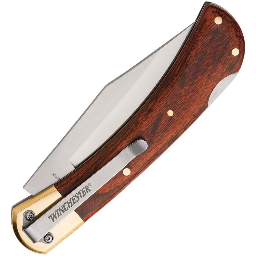 Winchester large lockback closed showing steel pocket clip