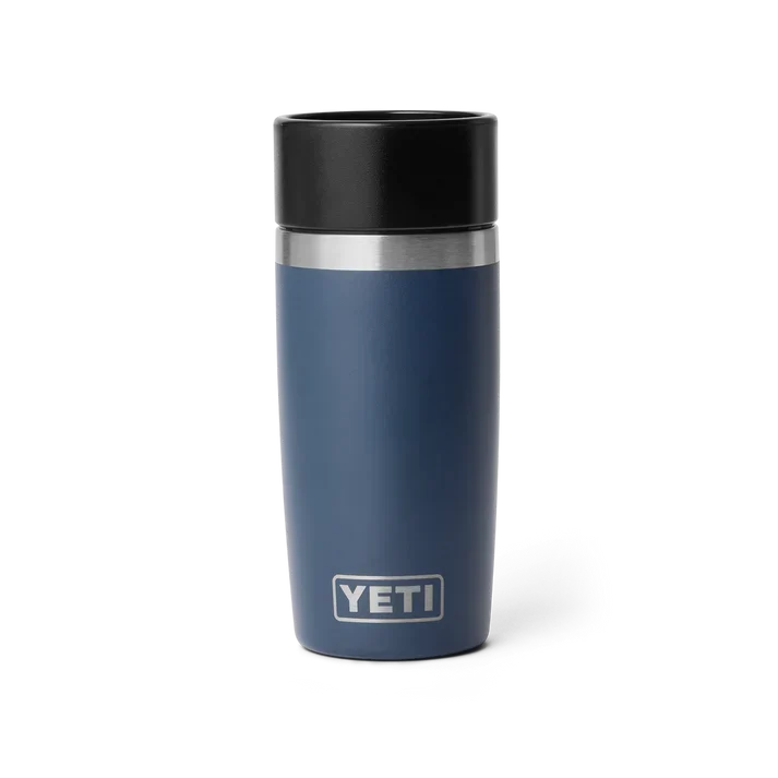 YETI Rambler 12oz Travel Bottle with Commuter Cap in Navy, front view of the insulated stainless steel bottle