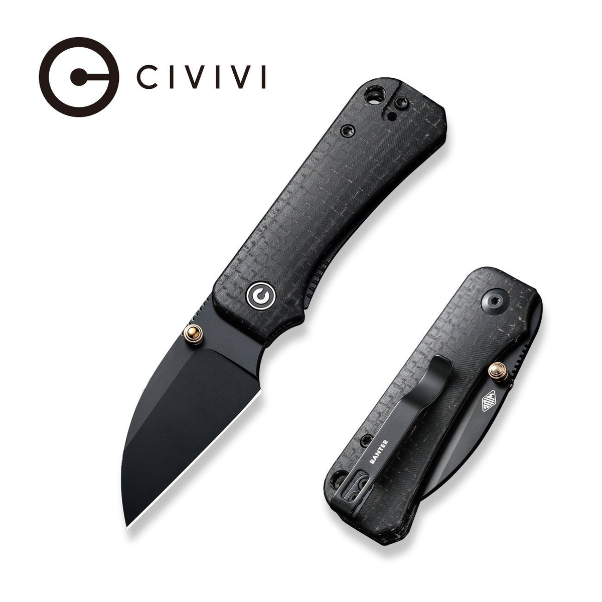 CIVIVI Baby Banter Wharncliffe, black burlap Micarta
