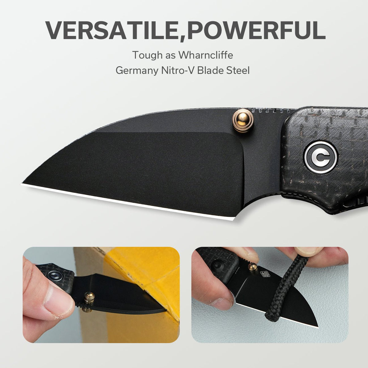 CIVIVI Baby Banter Wharncliffe, black burlap Micarta, view 3
