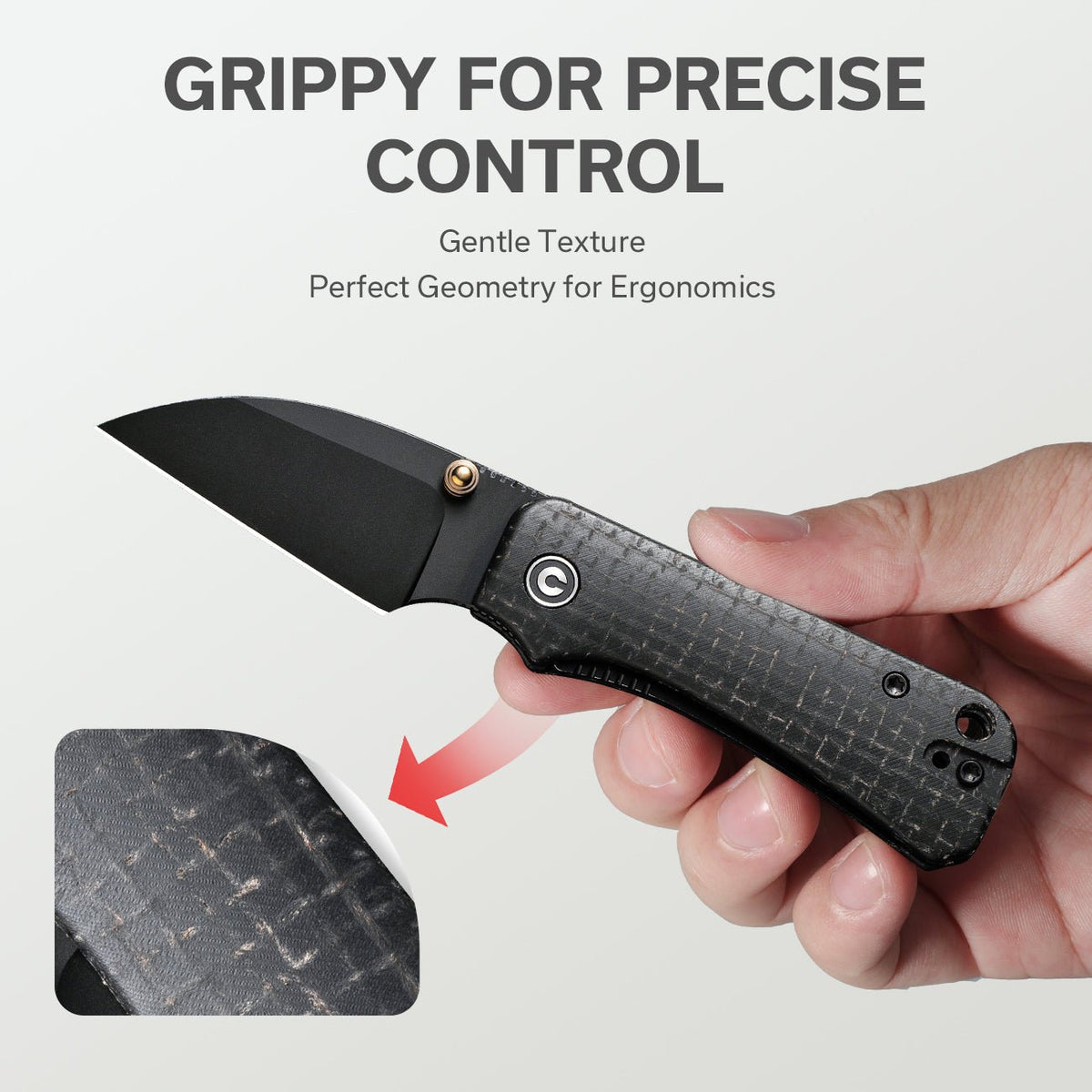 CIVIVI Baby Banter Wharncliffe, black burlap Micarta, view 4