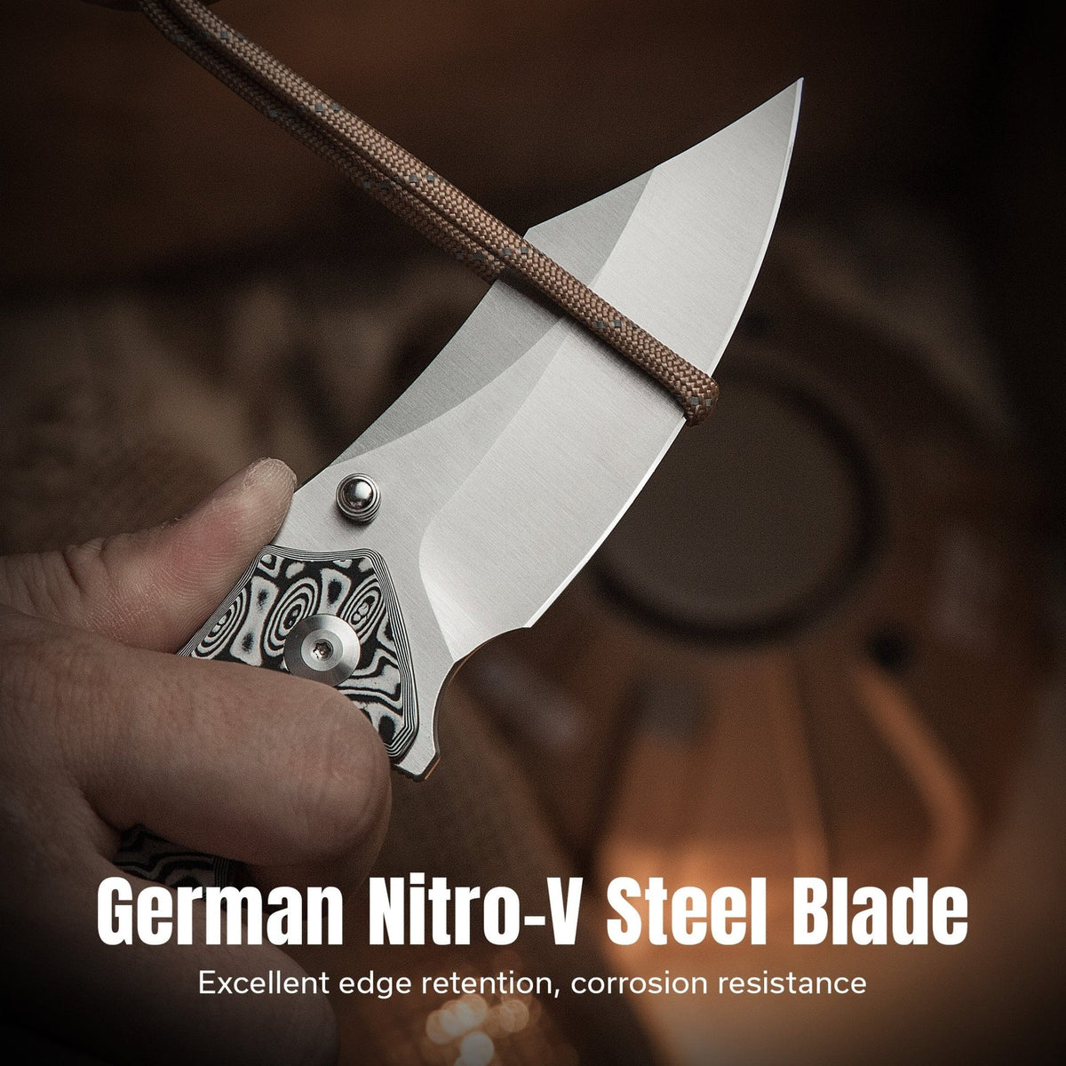 CIVIVI Pentad folding knife, black and white vortex Micarta