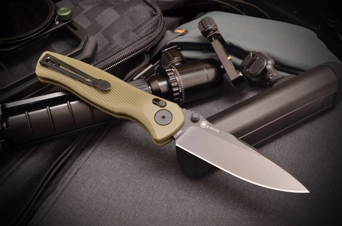 Spartan Blades Eleos cross bar lock 154CM OD green