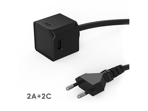 Allocacoc USBcube Extended USB-A and USB-C charger, black